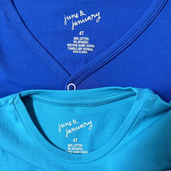 June & January Shirt Bundle Boys Girls Size 4T Blue Cardigan Tee Striped Pocket - Picture 6 of 6